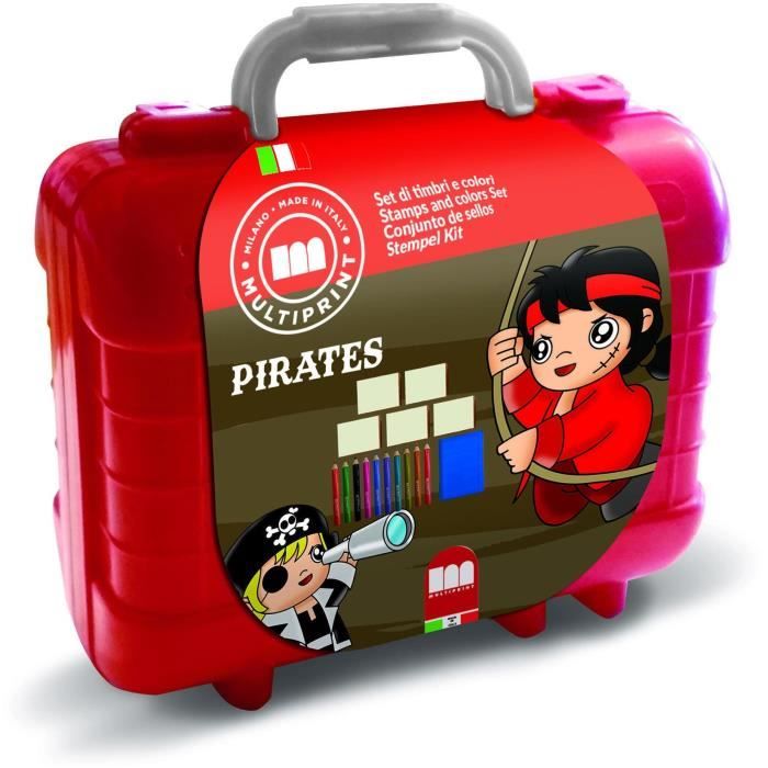 Travel Set - MULTIPRINT - 42927 - 5 tampons Les Pirates 10 crayons