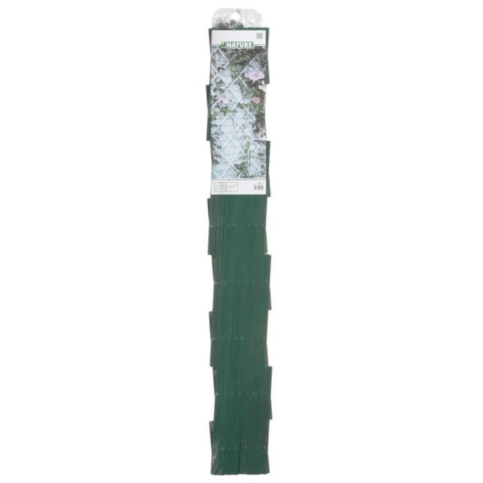 Treillis extensible plastique vert - NATURE - 100x200cm - Profil 23x7 mm - Set de fixation NATURE