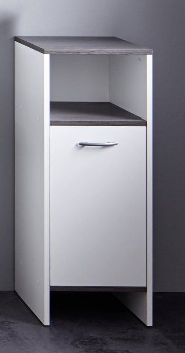 trendteam smart living Armoire de toilette avec beaucoup d’espace d’rangement Blanc/Argent fumée 32 x 82 x 99 cm