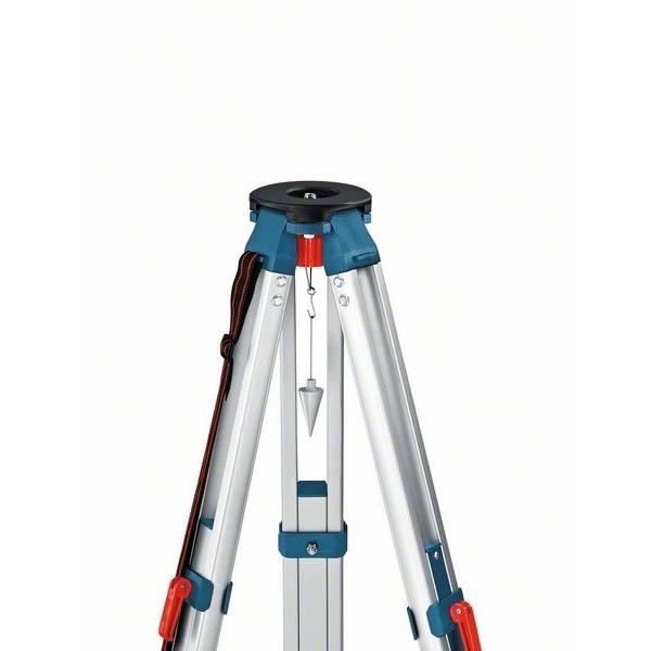 Trépied V2 Bosch Professional BT 170 HD avec tête de montage bleue et jambes en aluminium extensibles