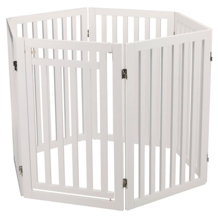 TRIXIE Barriere avec porte ajustable- (60-160cm) x 81 cm - Blanc - Pour chien TRIXIE