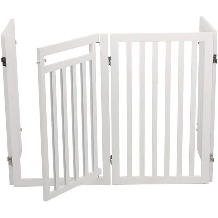 TRIXIE Barriere avec porte ajustable- (60-160cm) x 81 cm - Blanc - Pour chien TRIXIE