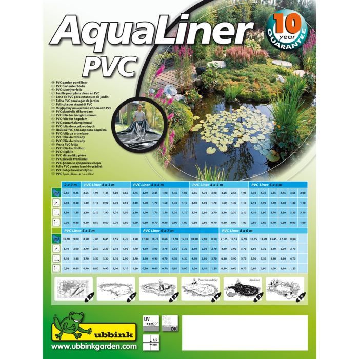 Ubbink Bâche d'étang AquaLiner 4 x 5 m PVC 0,5 mm 1331950 403734 UBBINK