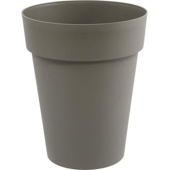 Vase rond Toscane - EDA PLASTIQUE - Ø 44 x 53 cm - 50 L - Gris - Résistant aux chocs EDA PLASTIQUE