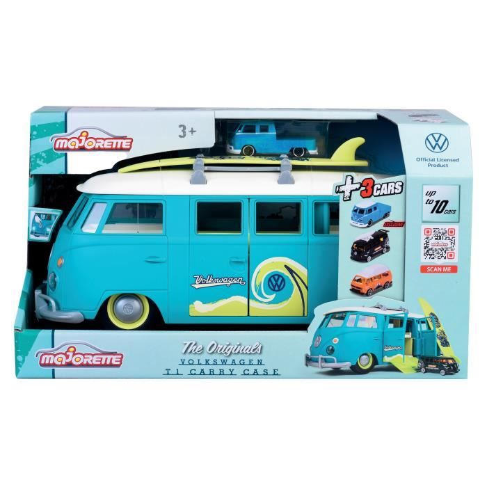 Véhicule miniature - MAJORETTE - Volkswagen T1 35cm - Pack avec 3 véhicules 1/64eme - Bleu