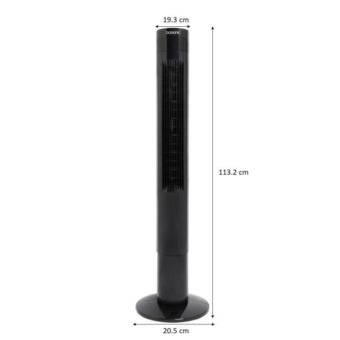 Ventilateur colonne OCEANIC - 50W - Hauteur 110 cm - Oscillation automatique - Télécommande - Minuterie - Noir