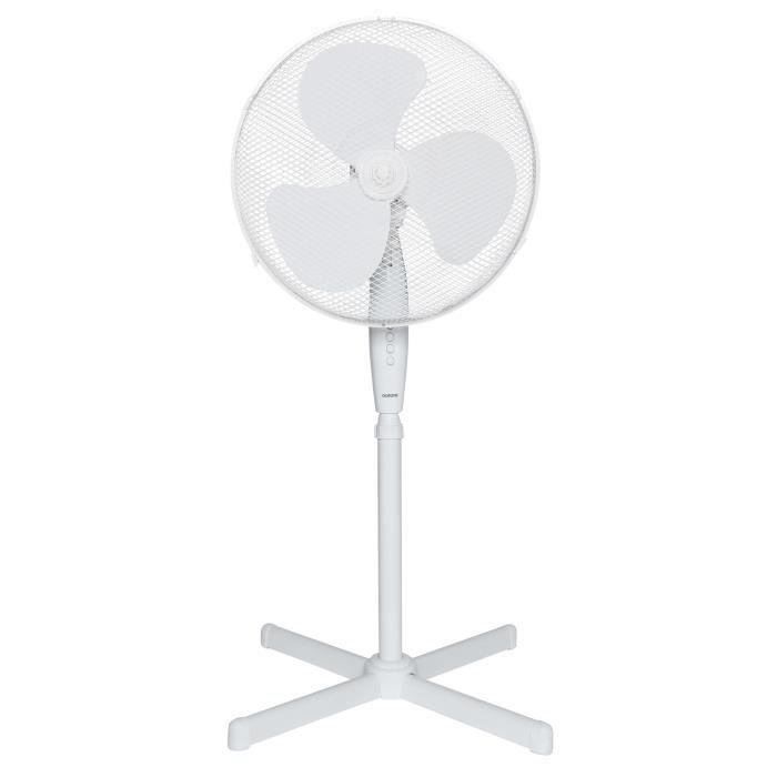 Ventilateur sur pied OCEANIC - 45W - Diametre 40 cm - Hauteur réglable - Oscillation - Blanc