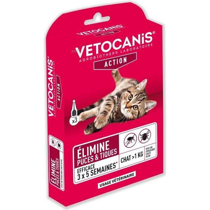 VETOCANIS Pipettes Spot on, Anti-puces et Anti-tiques - Pour chat VETOCANIS