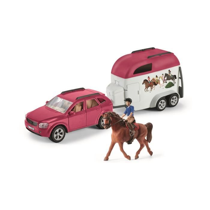 Voiture avec remorque pour chevaux Coffret schleich avec 1 cheval schleich inclus coffret figurines pour enfants de 5