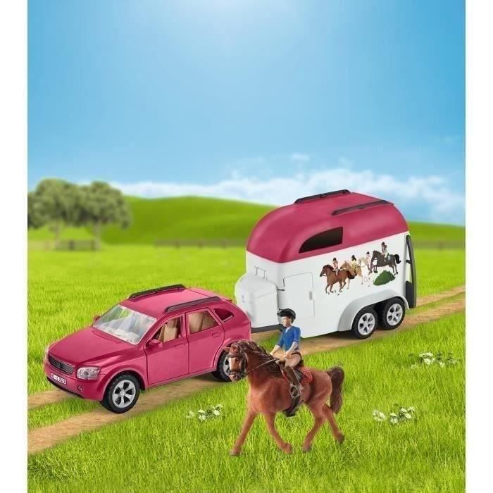 Voiture avec remorque pour chevaux Coffret schleich avec 1 cheval schleich inclus coffret figurines pour enfants de 5