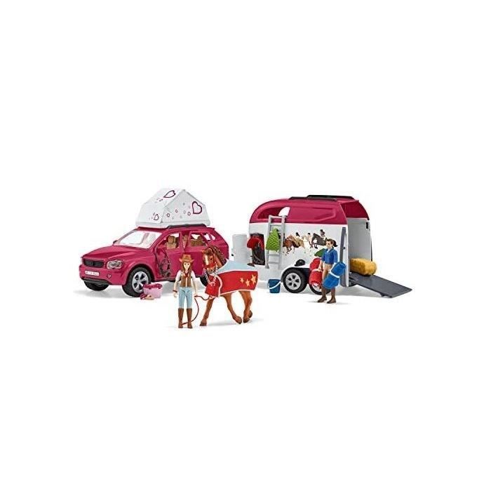 Voyage en voiture avec remorque pour chevaux Coffret figurines Schleich 42535 Horse Club pour enfants de 5 ans