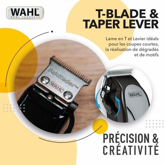 WAHL 20107.0460 Tondeuse cheveux Baldfader - Tondeuse filaire - Fonction effilage - Affûtage auto - Largeur de lame 45mm