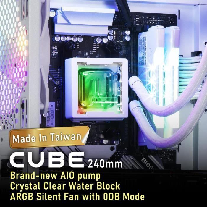 BITFENIX Cube AIO 240 (blanc) - Watercooling AIO - 2x120mm - Paloma Tech