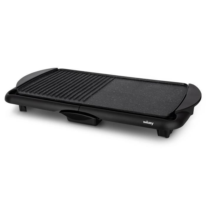 WEASY STO52 Plancha éléctrique 2000W - Plaque effet pierre - 52x27cm - Température réglable - Revetement