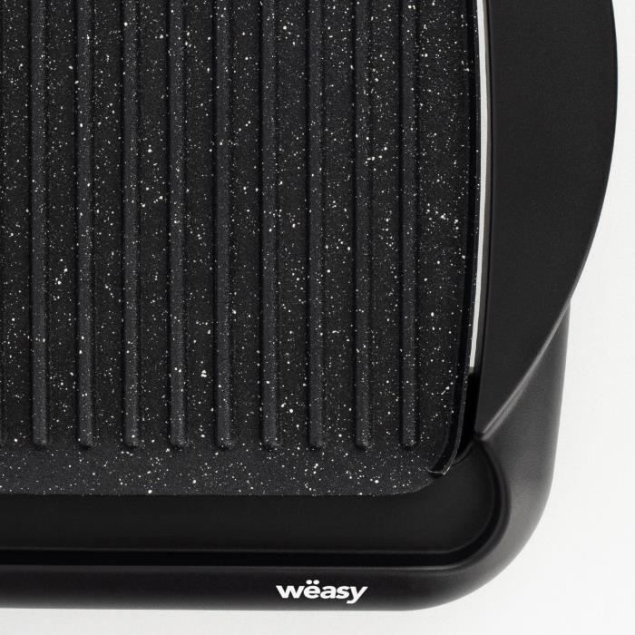 WEASY STO52 Plancha éléctrique 2000W - Plaque effet pierre - 52x27cm - Température réglable - Revetement