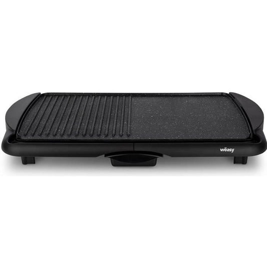 WEASY STO52 Plancha éléctrique 2000W - Plaque effet pierre - 52x27cm - Température réglable - Revetement