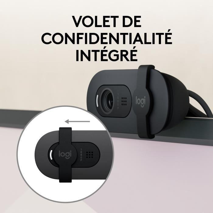 Webcam Logitech Brio 100 Full HD avec confidentialité, Correction automatique de l''éclairage, USB-A - Graphite LOGITECH