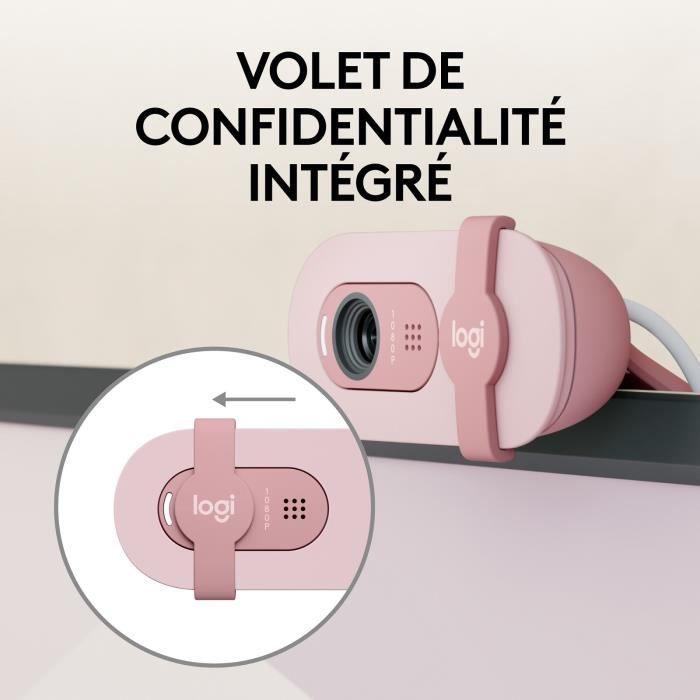 Webcam Logitech Brio 100 Webcam Full HD avec confidentialité, Correction automatique de l''éclairage, USB-A - Rose LOGITECH