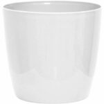 Vaso per piante lucido - GARDEN ID - Bianco lucido con ruote - 35 x 32 cm - Aspetto ceramica - Impermeabile - Facile da spostare - immagine 2