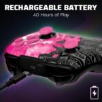 PDP - Controller wireless Glow per Nintendo Switch e Switch OLED - Grand Prix Peach - Nero e rosa - immagine 4