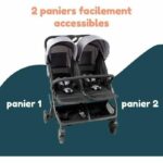 Bambisol - DS209 GRIGIO NERO - Passeggino doppio affiancato | Per gemelli dalla nascita, chiusura ultracompatta | Nero Grigio - immagine 2