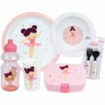 Set stoviglie ballerina - FUN HOUSE - 006364 - Vetro, piatto fondo, piatto piano, posate, bottiglia e scatola snack