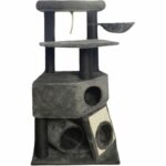 GUILY Tiragraffi grigio scuro - 50 x 50 x 141 cm - Grigio scuro - 2 piattaforme, 1 trespolo, 1 capanna, 1 rampa, 1 tunnel - immagine 2