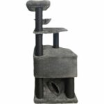 GUILY Tiragraffi grigio scuro - 50 x 50 x 141 cm - Grigio scuro - 2 piattaforme, 1 trespolo, 1 capanna, 1 rampa, 1 tunnel - immagine 3