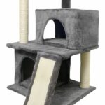 FLOPI Tiragraffi grigio scuro - 44,5 x 48 x 86 cm - Grigio scuro - 1 piattaforma, 1 palla da gioco, 2 cucce, 1 rampa - immagine 4