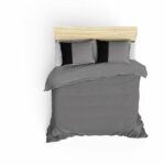 Completo letto - 1 copripiumino 220 x 240 cm + 2 federe 60 x 60 cm - 100% cotone - Grigio - immagine 2
