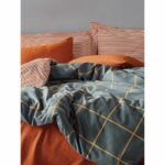 Completo letto - 1 copripiumino 220 x 240 cm + 2 federe 60 x 60 cm - 100% cotone - Cannella - immagine 4