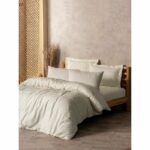 Completo letto - 1 copripiumino 220 x 240 cm + 2 federe 60 x 60 cm - 100% cotone - Crema