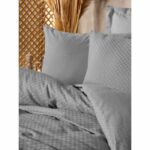 Completo letto - 1 copripiumino 220 x 240 cm + 2 federe 60 x 60 cm - 100% cotone - Grigio - immagine 2
