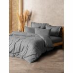Completo letto - 1 copripiumino 220 x 240 cm + 2 federe 60 x 60 cm - 100% cotone - Grigio