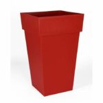Vaso da fiori EDA Tuscan Square Top - 39 x 39 x H 65 cm - 62 L - Rosso rubino
