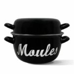 Pentola per cozze - MENASTYL - 3645563 - Acciaio smaltato - Nero - 18 cm - Con scritta - Tutti i piani cottura, inclusa induzione