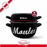 Pentola per cozze - MENASTYL - 3645564 - Acciaio smaltato - Nero - 24 cm - Con scritta - Tutti i piani cottura, inclusa induzione - immagine 2