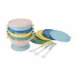 Badabulle Set di 5 ciotole antiscivolo 330ml e 3 cucchiai morbidi