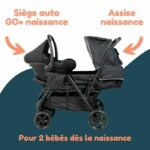 Passeggino doppio BAMBISOL - Completamente attrezzato - Parapioggia incluso - Facile da piegare - immagine 5