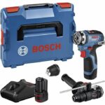 Trapano avvitatore Bosch Professional GSR 12V-35 FC + punte + 2 batterie 12V 3,0 Ah + 1 caricabatterie, Lboxx - 06019H3009