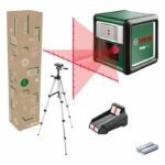 Laser a linee incrociate Bosch - Quigo + (Portata 7 m, consegnato con batterie, treppiede da 1,1 m e scatola)