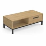 Tavolino 1 cassetto / 1 nicchia - CRAFT - Rettangolare - Rovere Hamilton / Nero - 110,4 x 50 x 36,9 cm - DEMEYRE - immagine 6