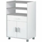 Mobile per microonde TIDY - Decoro bianco cemento Artik - 2 Ante + 1 Cassetto - L92 x A59 x P40 cm