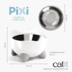 Ciotola per gatti - CATIT - PIXI - 200 ml - Rialzata - Ciotole rimovibili in acciaio inox - Bianco - immagine 4