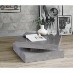 Tavolino quadrato girevole - Truciolare - Decoro cemento grigio chiaro - Classico - L 78 x P 78 x H 35,4 cm - CAFFÈ - immagine 2