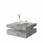 Tavolino quadrato girevole - Truciolare - Decoro cemento grigio chiaro - Classico - L 78 x P 78 x H 35,4 cm - CAFFÈ