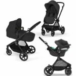 CYBEX EOS BLACK Moon Black Trio Stroller Pack: passeggino convertibile 2in1 + seggiolino auto Aton B2 i-size + amaca per navicella convertibile