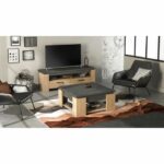 Tavolino quadrato AUSTIN - decoro rovere Hamilton e Sidewalk - L 80 x P 80 x H 37,2 cm - DEMEYERE - immagine 2