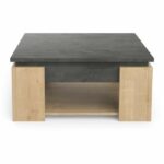 Tavolino quadrato AUSTIN - decoro rovere Hamilton e Sidewalk - L 80 x P 80 x H 37,2 cm - DEMEYERE - immagine 3