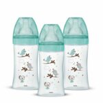 Set di 3 dodie anti -color iniziazione+ bottiglie - vetro - 270 ml - 0-6 mesi - ciuccio rotondo - flusso 2